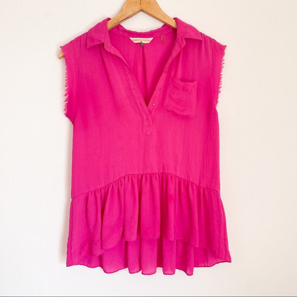 Rebecca Taylor | Pink Sleeveless Peplum Blouse
